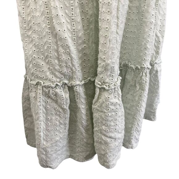 Sim & Sam Babydoll Pastel Green Eyelet Y2K Embroidered Cotton Dress Womens L - Picture 2 of 16